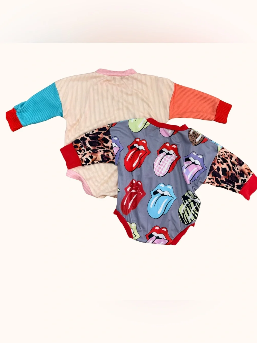 Playful Multicolor Graphic Tongue Print Baby One-Piece Bodysuit